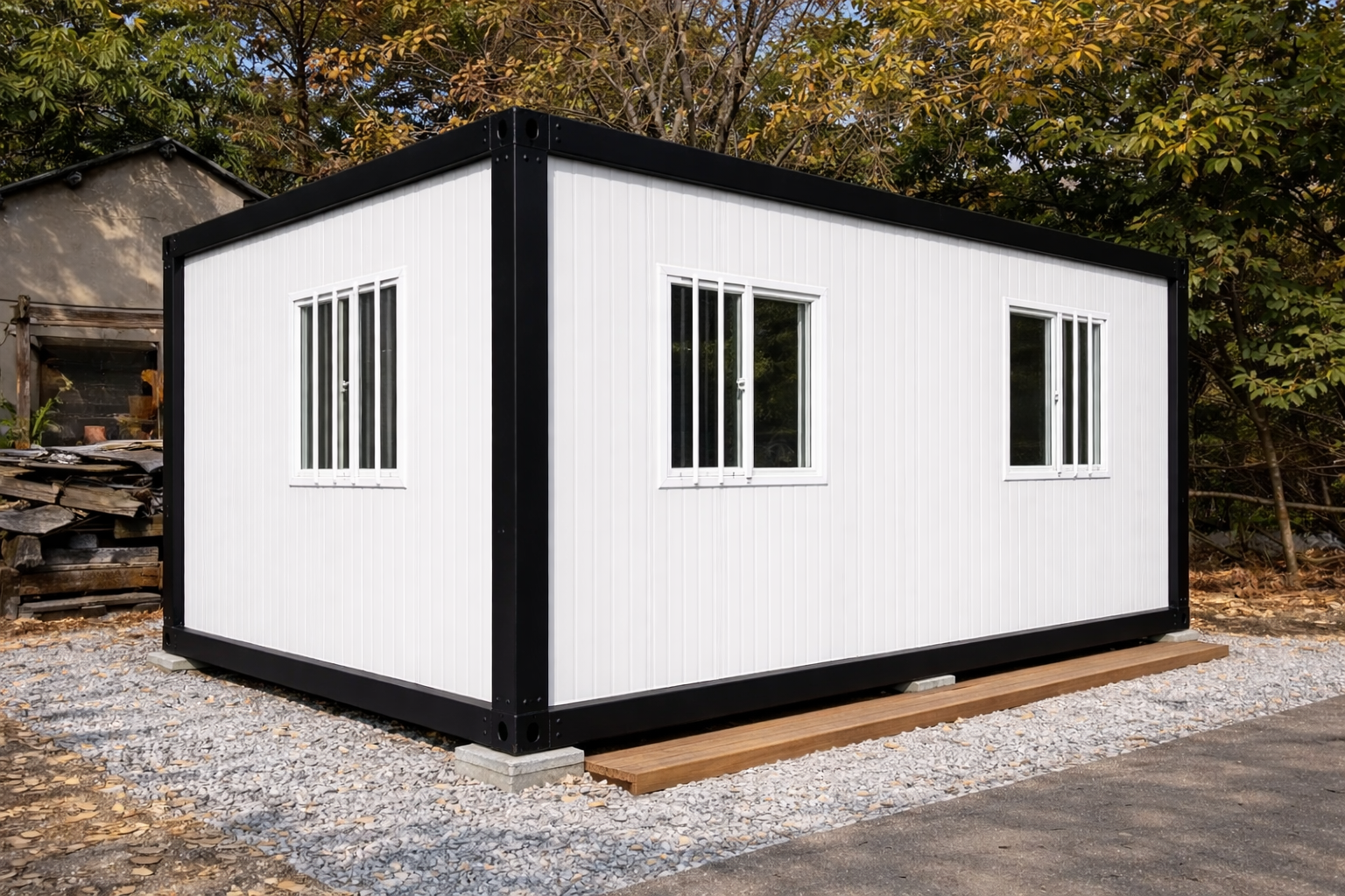 container house white black back