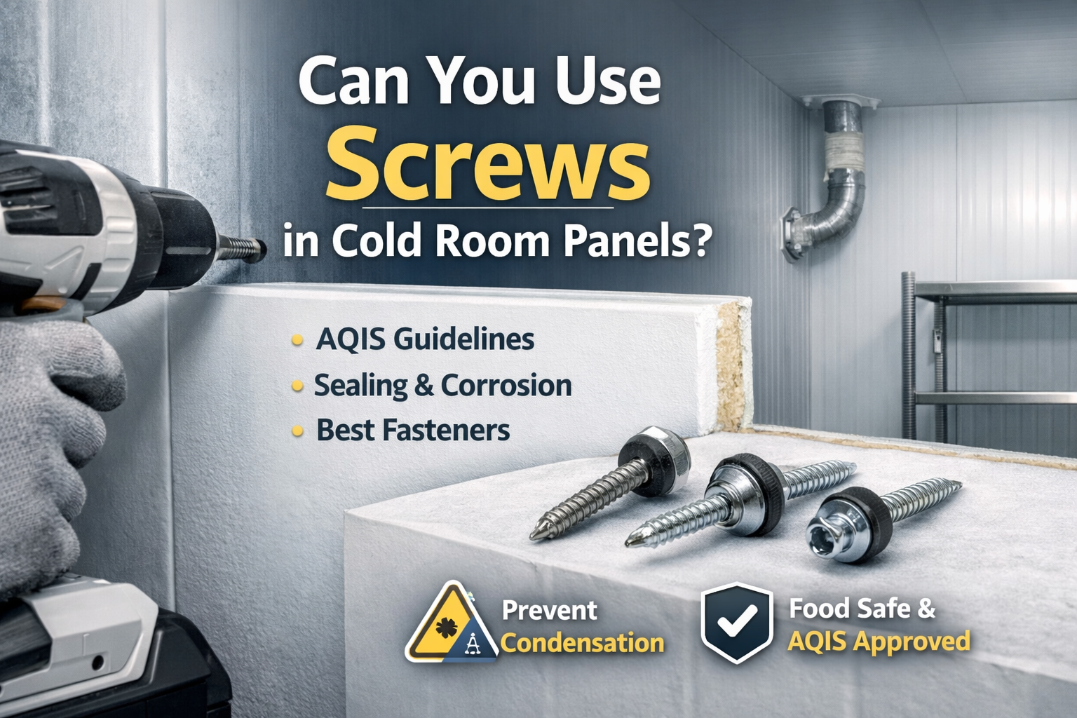Cold room panel screw types and usage overview