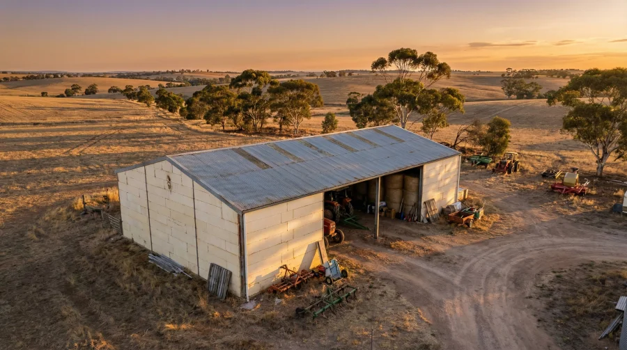 Australian farm shed with EPS insulated panel walls for on-farm cold storage — Cool Room Masters Adelaide