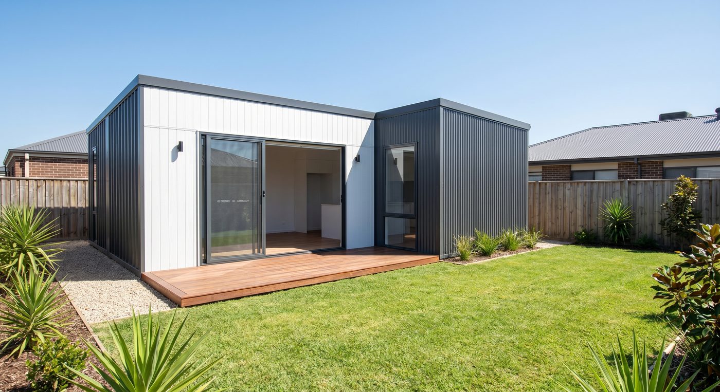 Prefab container house used as a granny flat in Adelaide