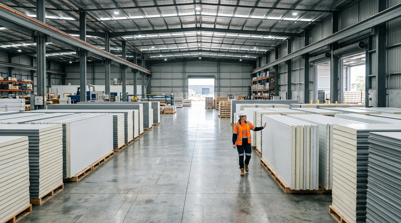 Coolroom panels Adelaide — EPS Z-lock insulated panels at our Adelaide warehouse