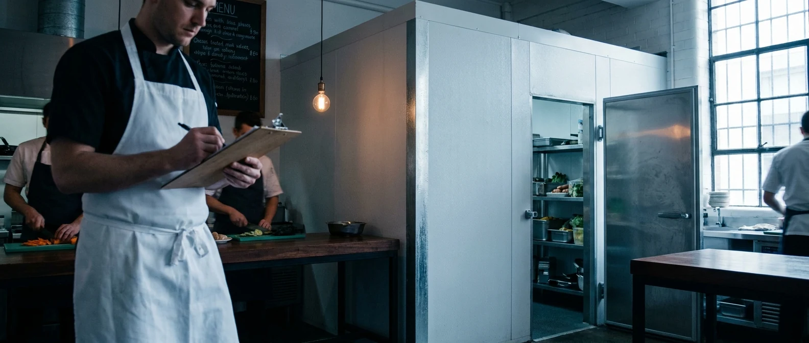 Coolroom panels Melbourne — EPS Z-lock insulated walk-in cool room at a CBD restaurant