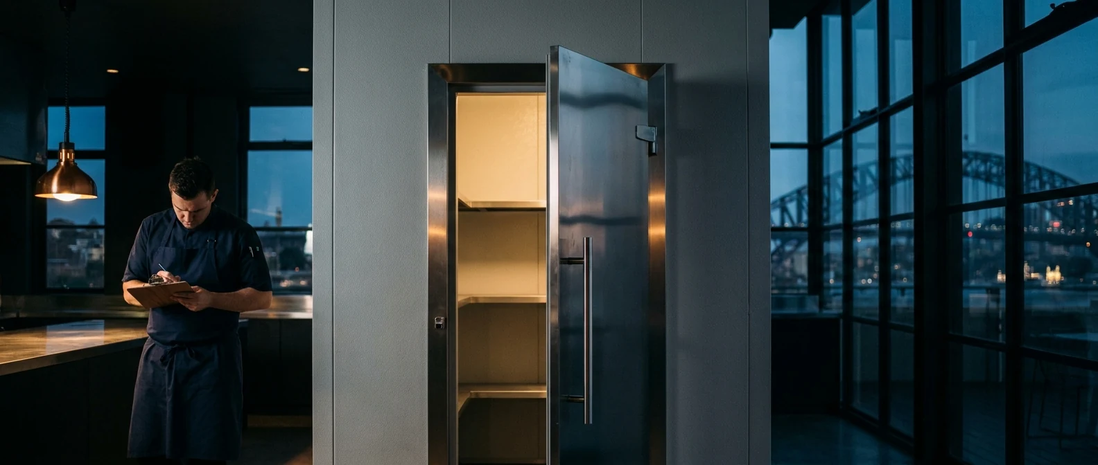 Coolroom panels Sydney — EPS Z-lock walk-in cool room at a CBD hospitality venue
