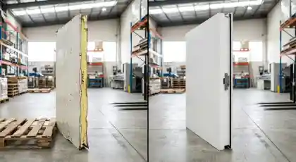 Bunnings sandwich panel next to a professional EPS coolroom panel in Adelaide