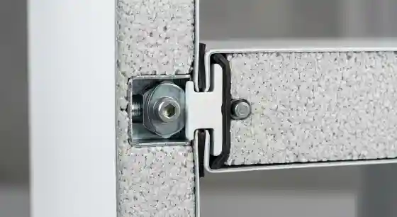 EPS coolroom panel cam-lock joint and foam core cross-section