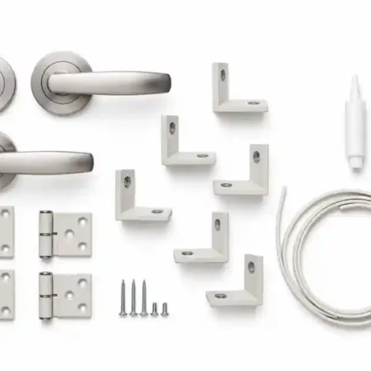 Cool room door hardware kit — handles, hinges, brackets, screws and seal